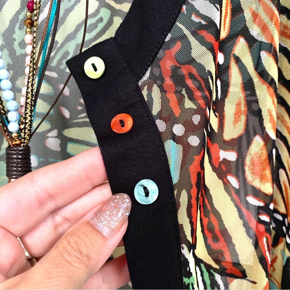 Butterfly cardigan boho semi sheer gem w resort vacay cruise vibe - Picture 3 of 16